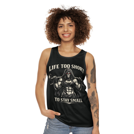 Life Too Short to Stay Small – Women’s Grim Reaper Tank | Motivational Gym Shirt - Dauntless Fitness DepotPrintifyAll Over Prints